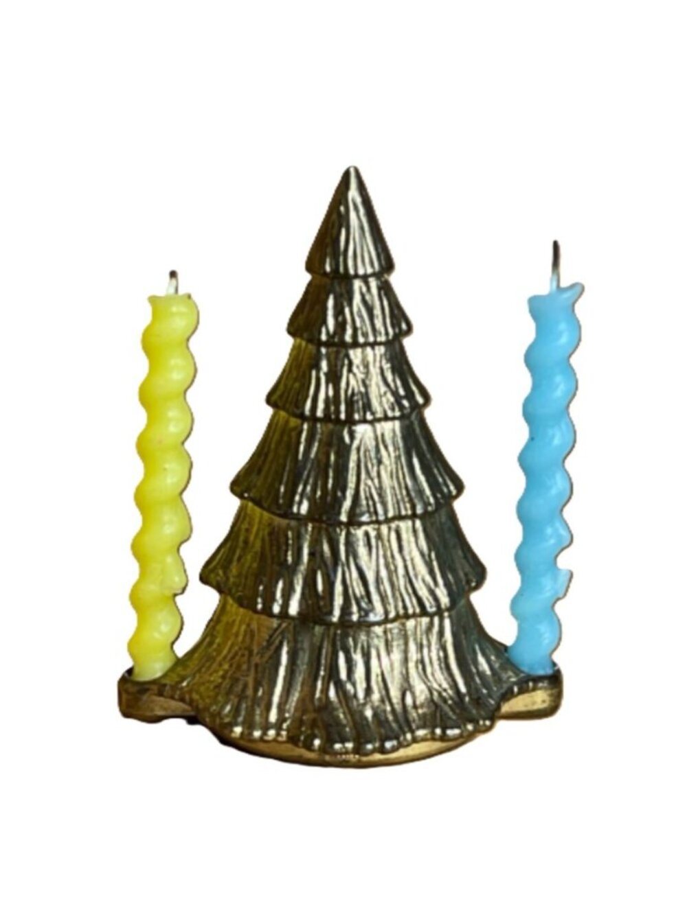 Vintage Metal Christmas Tree Candle Holder Made in Italy Mid Century Tiny Taper